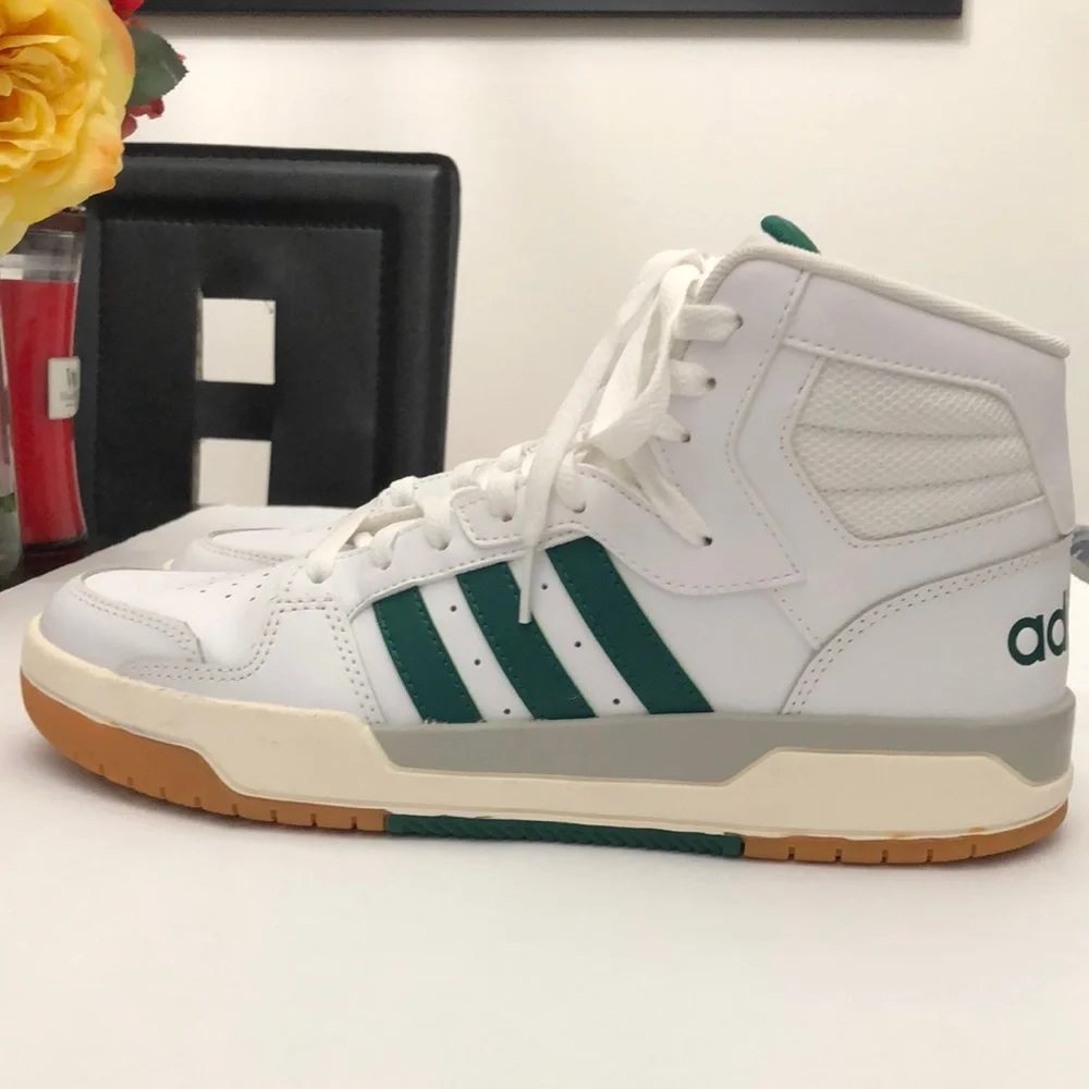 ADIDAS NEO ENTRAP MID WHITE COLLEGIATE GREEN II SNEAKERS MENS SIZE 10